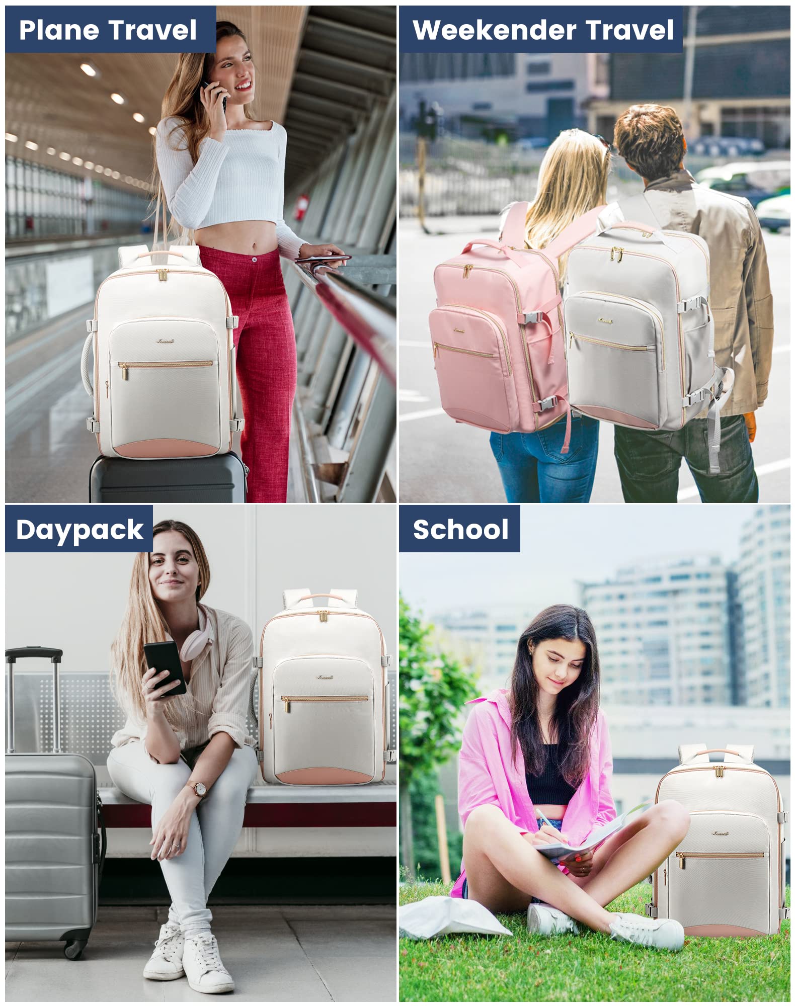 Foto 4 pulgar | Mochila De Viaje Lovevook Carry On Para Portátil Impermeable De 17 Pulgadas De 40 Litros - Venta Internacional.