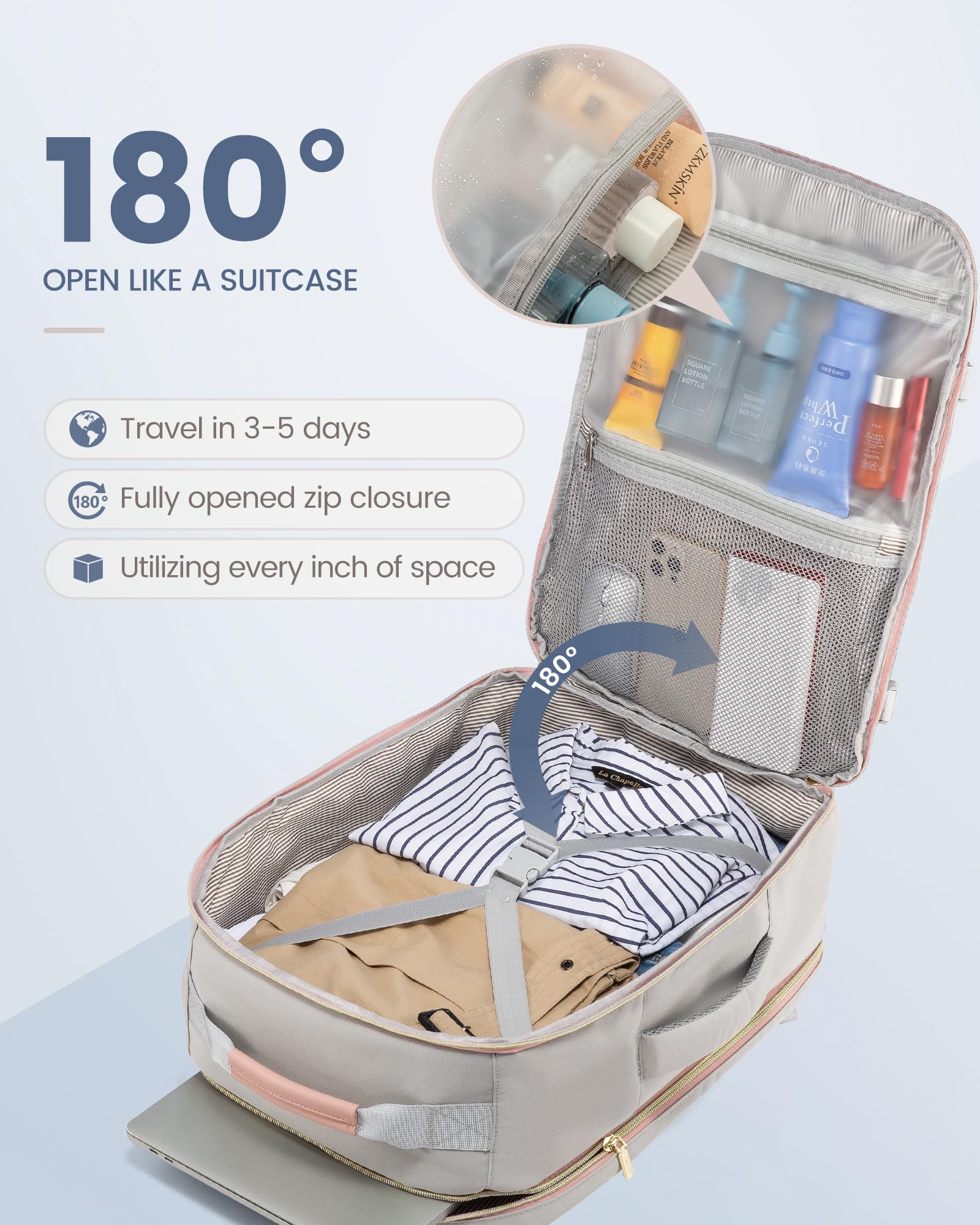 Foto 5 pulgar | Mochila De Viaje Lovevook Carry On Para Portátil Impermeable De 17 Pulgadas De 40 Litros - Venta Internacional.