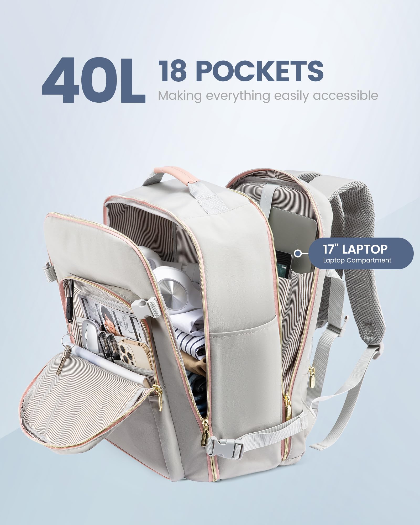 Foto 6 pulgar | Mochila De Viaje Lovevook Carry On Para Portátil Impermeable De 17 Pulgadas De 40 Litros - Venta Internacional.