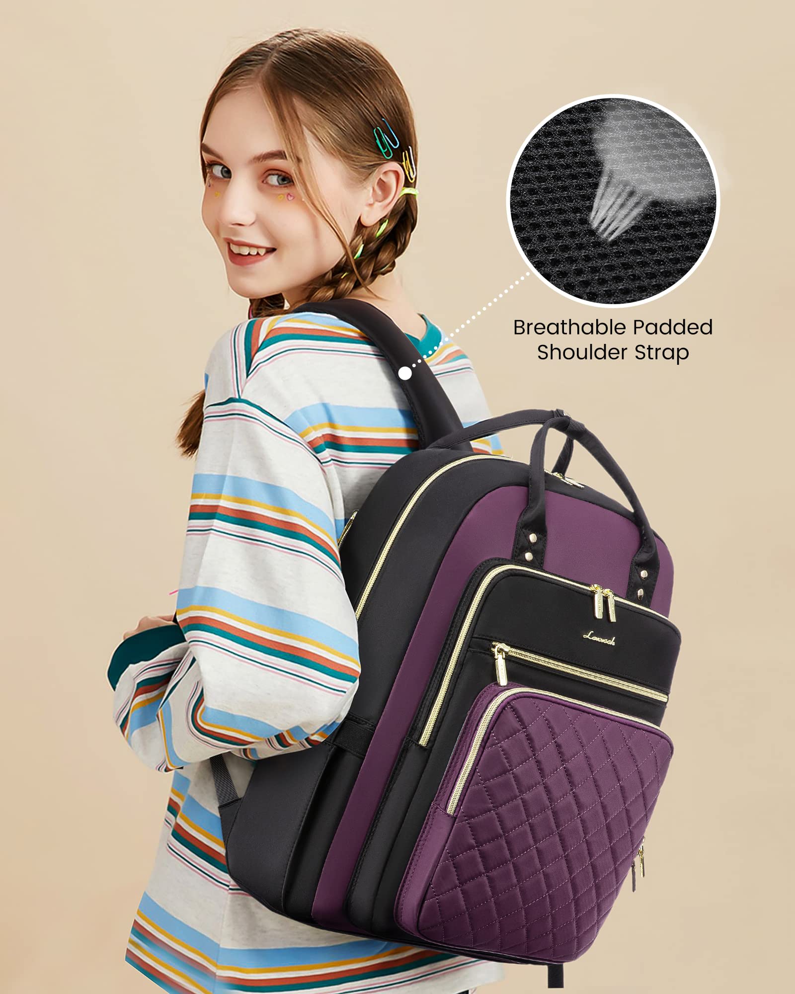 Foto 5 pulgar | Mochila Para Portátil Lovevook Para Mujer De 15.6 Pulgadas Con Puerto Usb - Venta Internacional.