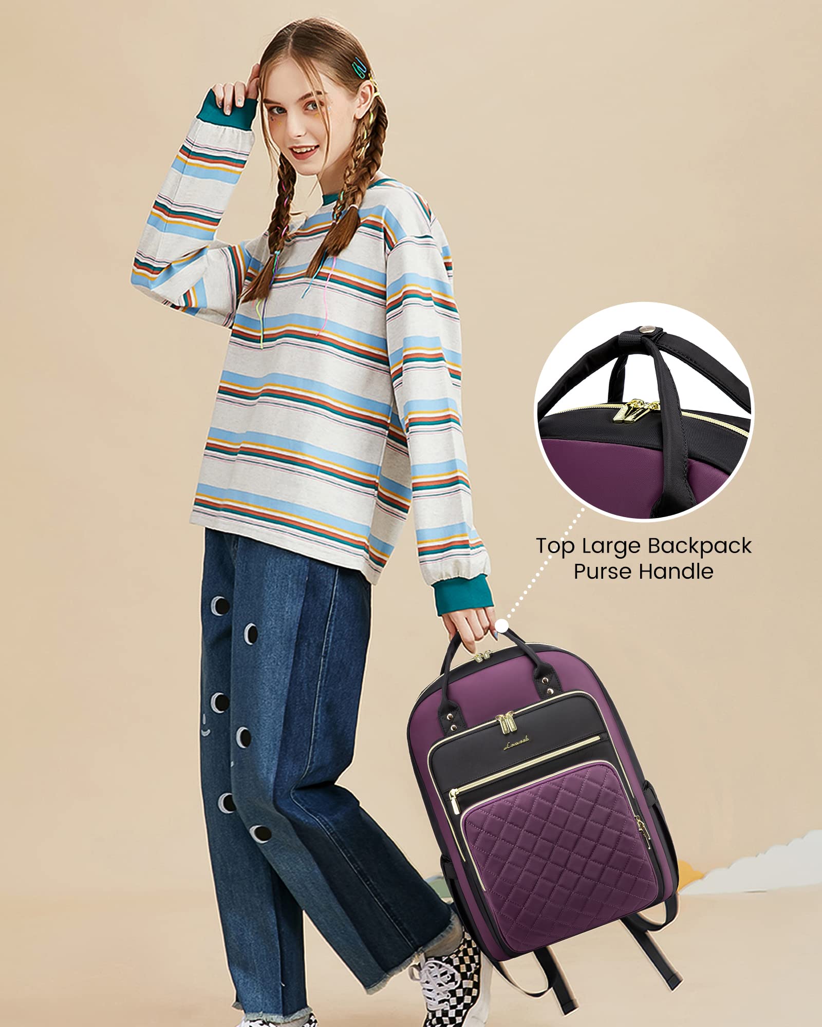 Foto 6 pulgar | Mochila Para Portátil Lovevook Para Mujer De 15.6 Pulgadas Con Puerto Usb - Venta Internacional.