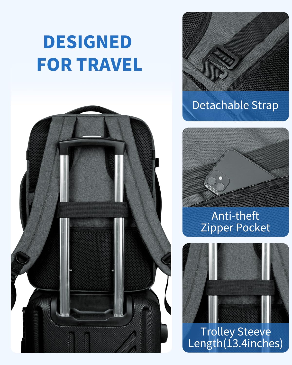 Foto 6 pulgar | Mochila Wandf Travel De 32 Litros Para Spirit Airlines Con Bolsillo Húmedo - Venta Internacional.