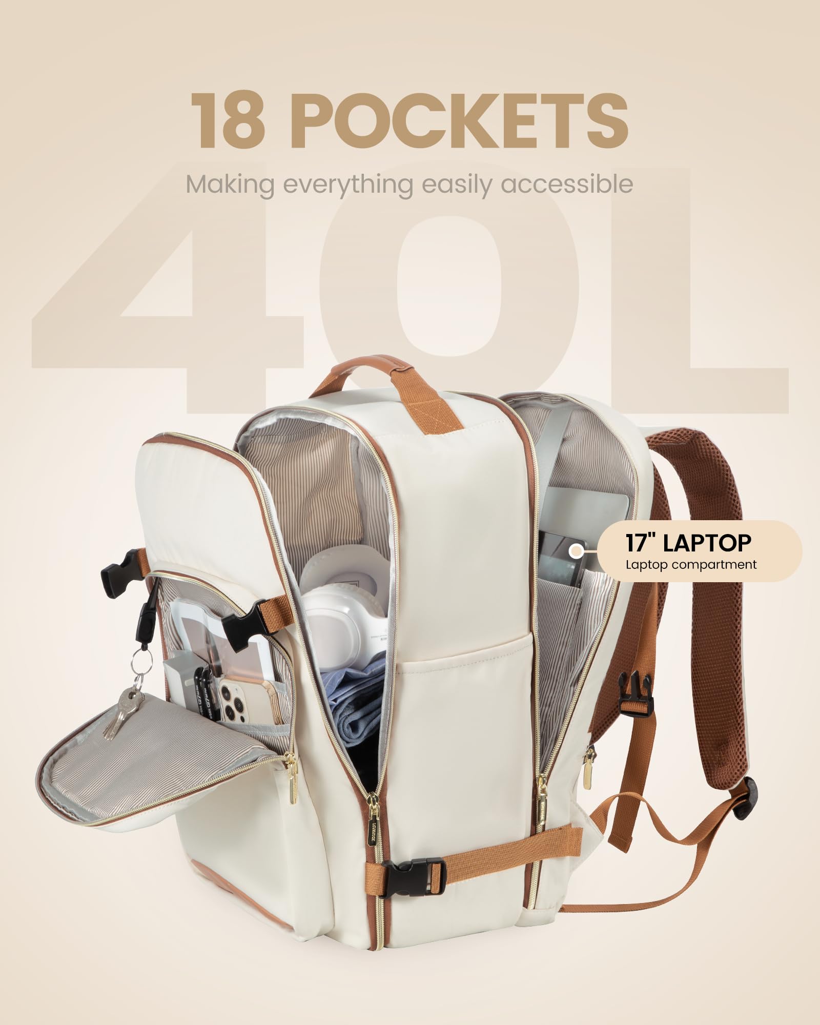 Foto 4 pulgar | Mochila De Viaje Lovevook 40l Para Mujer Y Hombre Impermeable - Venta Internacional.