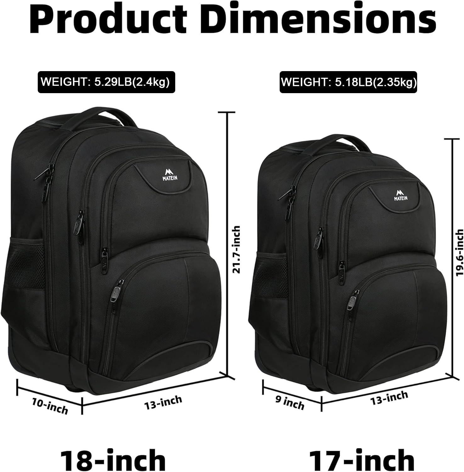 Foto 7 pulgar | Mochila Rodante Matein De 17 Pulgadas Resistente Al Agua Para Viajes - Venta Internacional.
