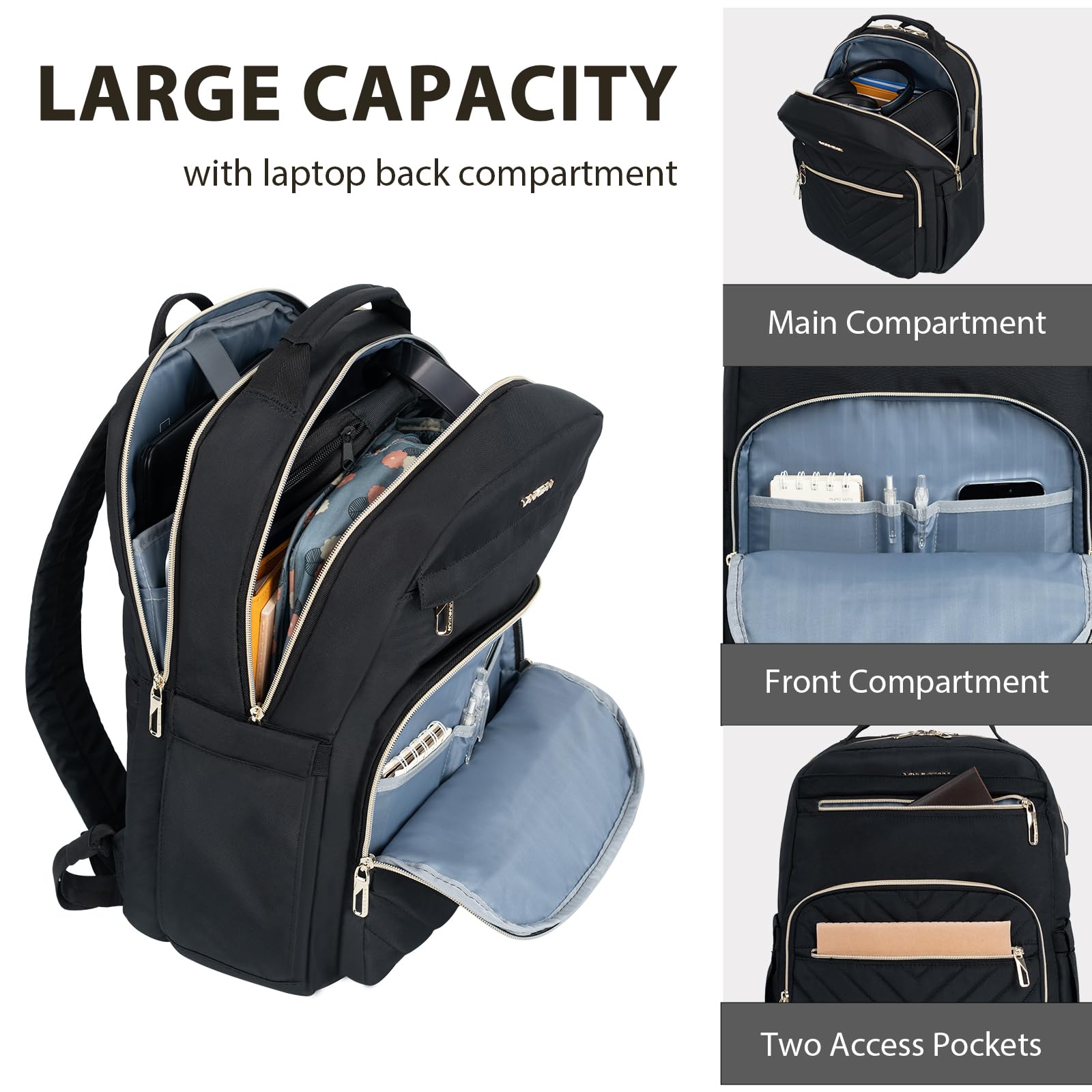 Foto 4 pulgar | Mochila para Portátil Vankean de 17.3" Impermeable Puerto Usb Negro - Venta Internacional