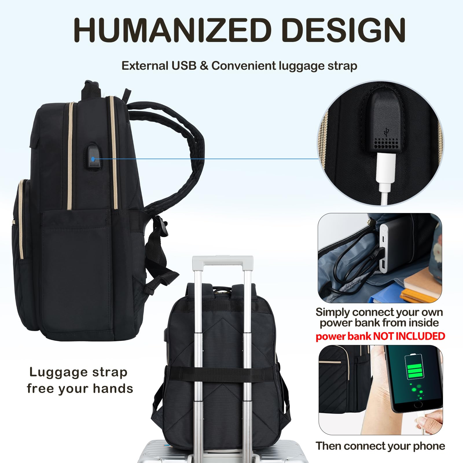 Foto 6 pulgar | Mochila para Portátil Vankean de 17.3" Impermeable Puerto Usb Negro - Venta Internacional