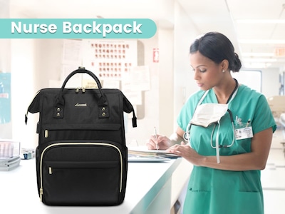 Foto 7 | Mochila para Portátil Lovevook para Mujer 15.6" Impermeable Negro - Venta Internacional
