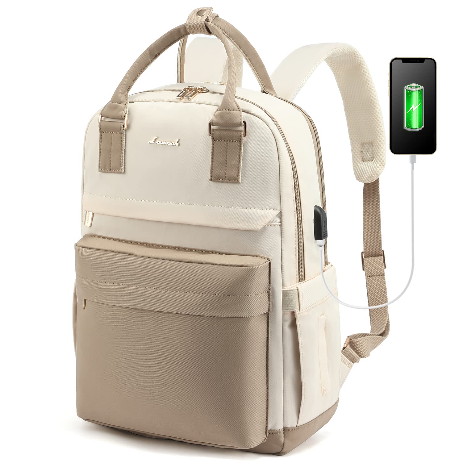 Foto 2 pulgar | Mochila para Portátil Lovevook para Mujer 15.6" con Puerto Usb Beige - Venta Internacional