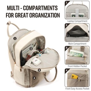 Foto 2 | Mochila para Portátil Lovevook para Mujer 15.6" con Puerto Usb Beige - Venta Internacional