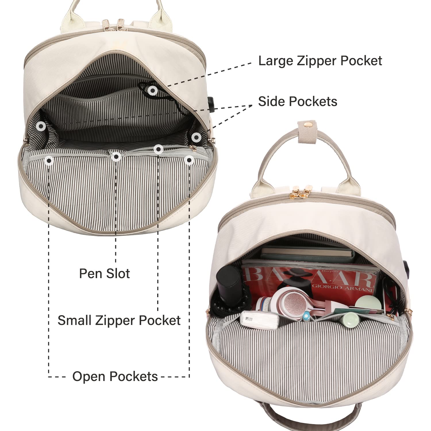 Foto 4 pulgar | Mochila para Portátil Lovevook para Mujer 15.6" con Puerto Usb Beige - Venta Internacional