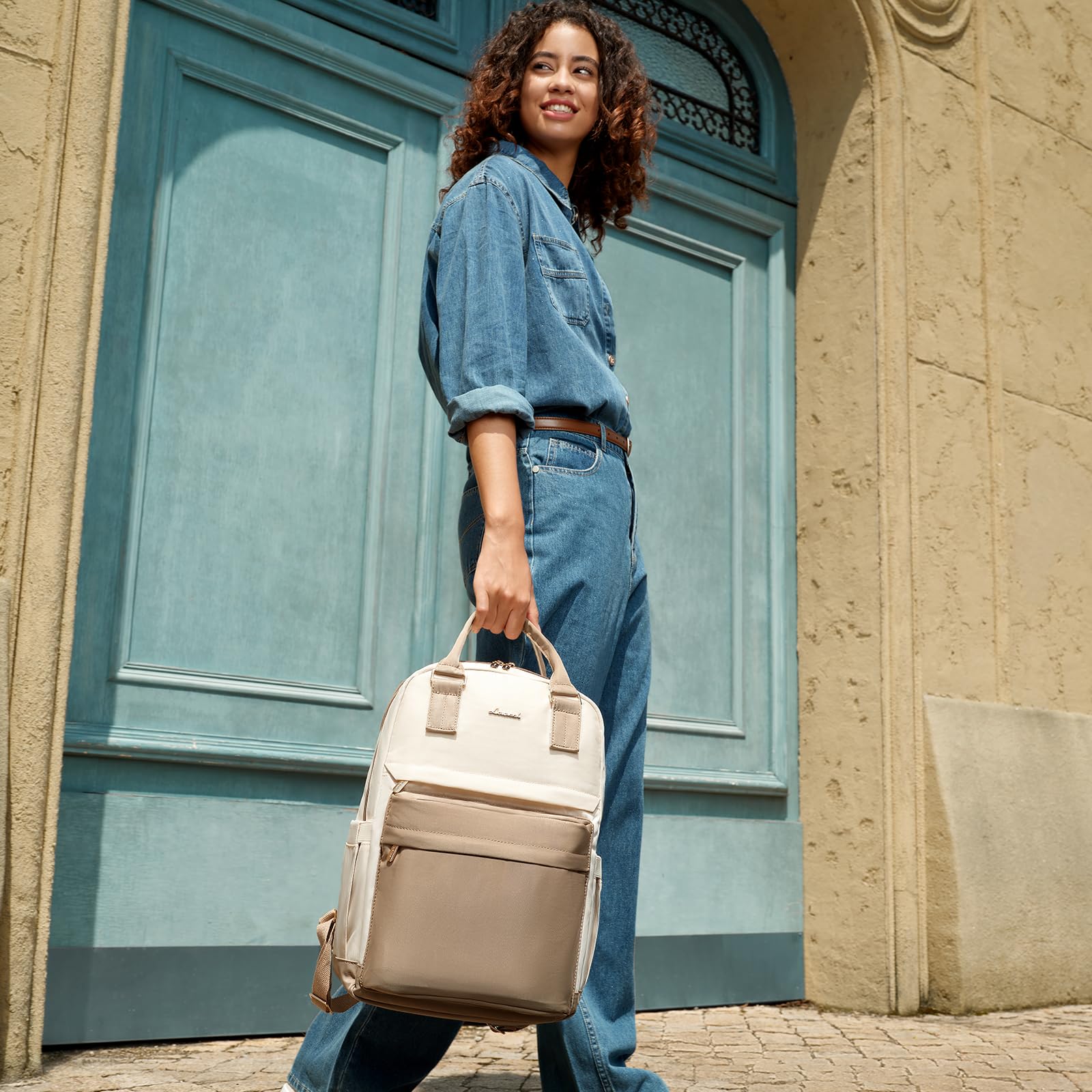 Foto 7 | Mochila para Portátil Lovevook para Mujer 15.6" con Puerto Usb Beige - Venta Internacional