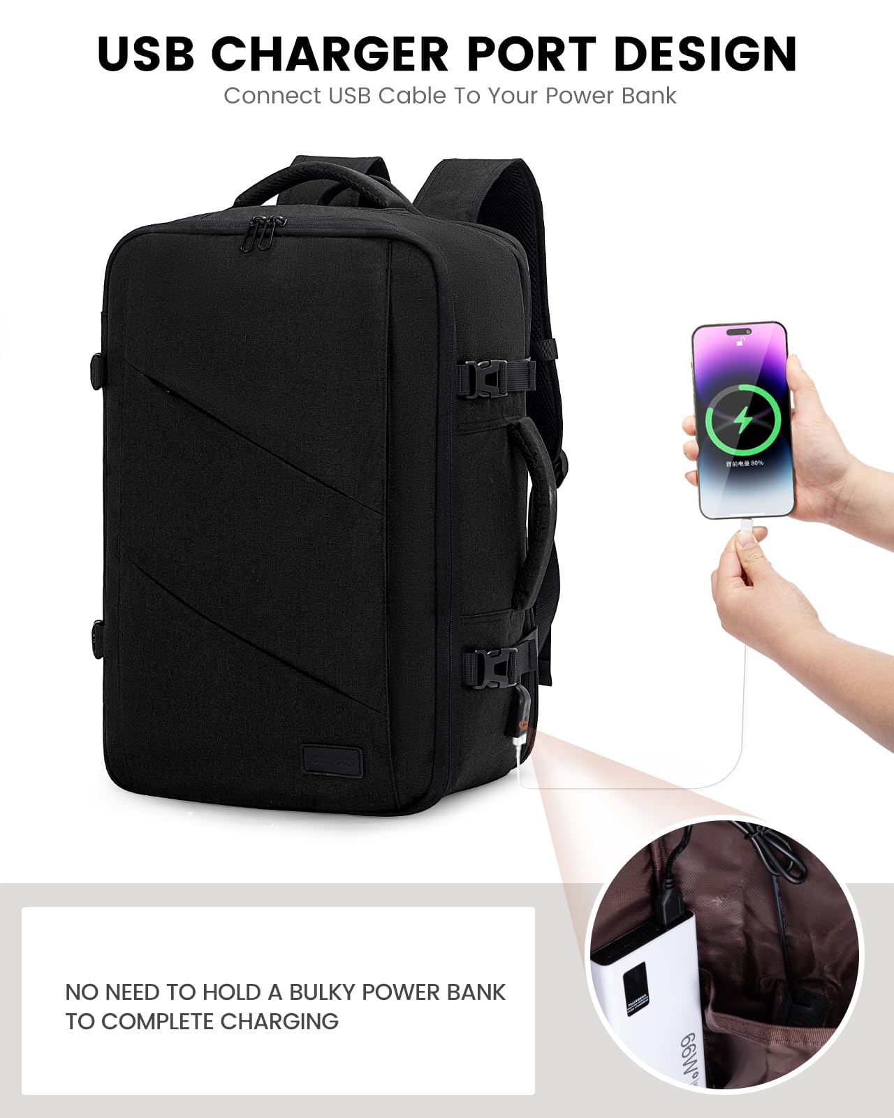 Foto 6 pulgar | Mochila de Viaje Lovevook Travel Carry On Negro 40 L - Venta Internacional