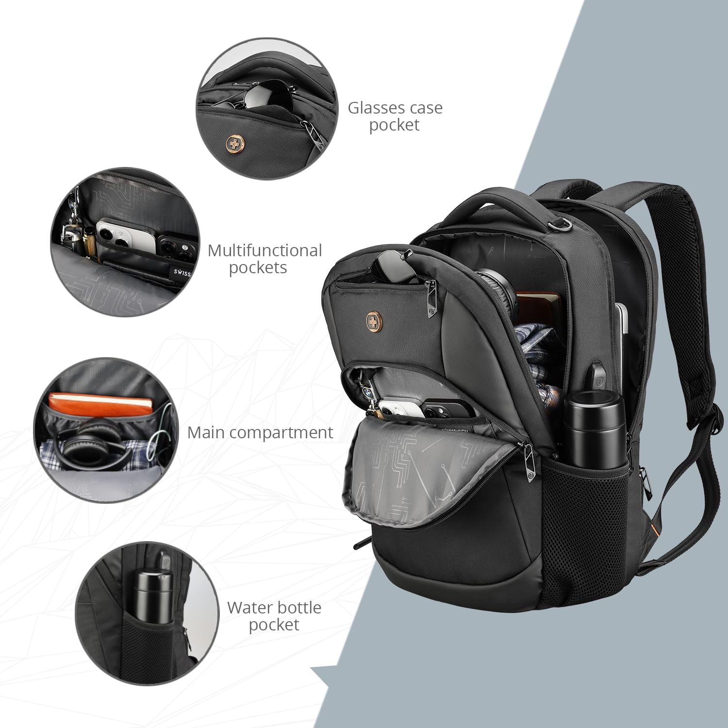 Foto 6 pulgar | Mochila Swissdigital Design para Portátil con Puerto Usb de 16 Pulgadas - Venta Internacional