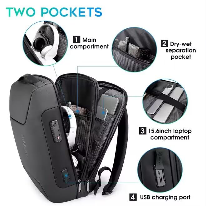 Foto 3 pulgar | Mochila Bange Antirrobo Business Para Portátil De 15,6 Pulgadas Con Usb - Venta Internacional.