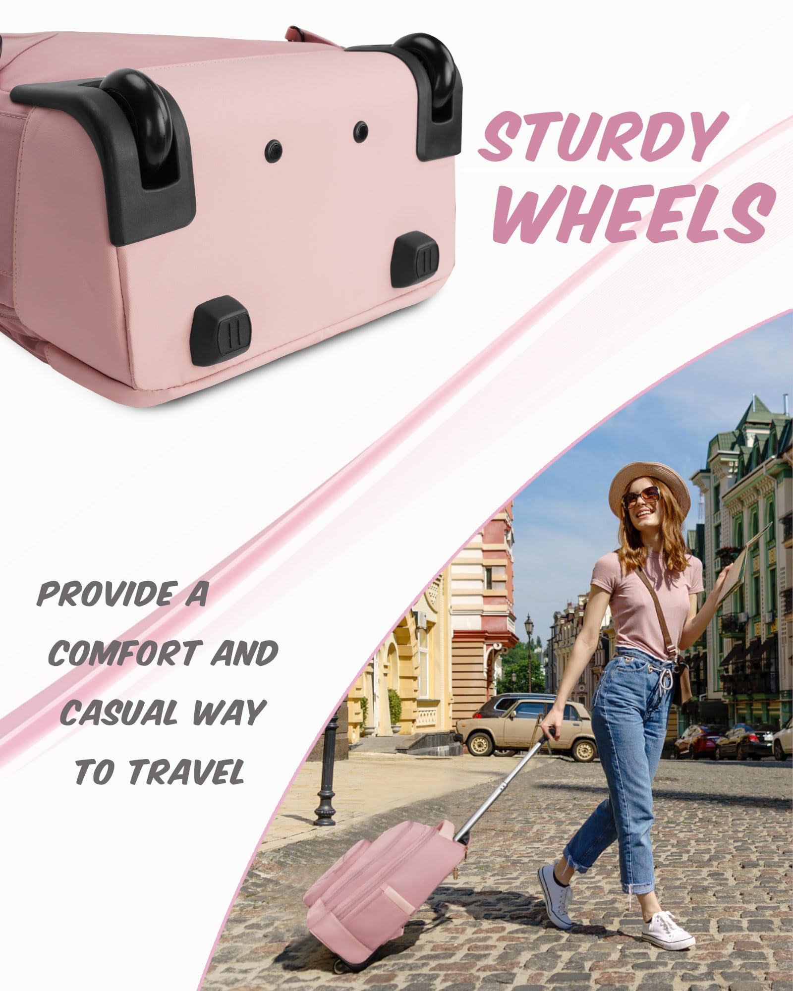 Foto 7 | Mochila Rodante Matein Para Mujer De 17 Pulgadas Con Ruedas, Color Rosa - Venta Internacional.