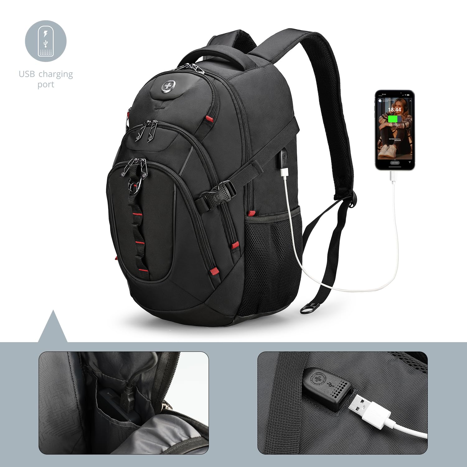Foto 4 pulgar | Mochila Swissdigital Design Vector para Portátil de 15,6" - Venta Internacional