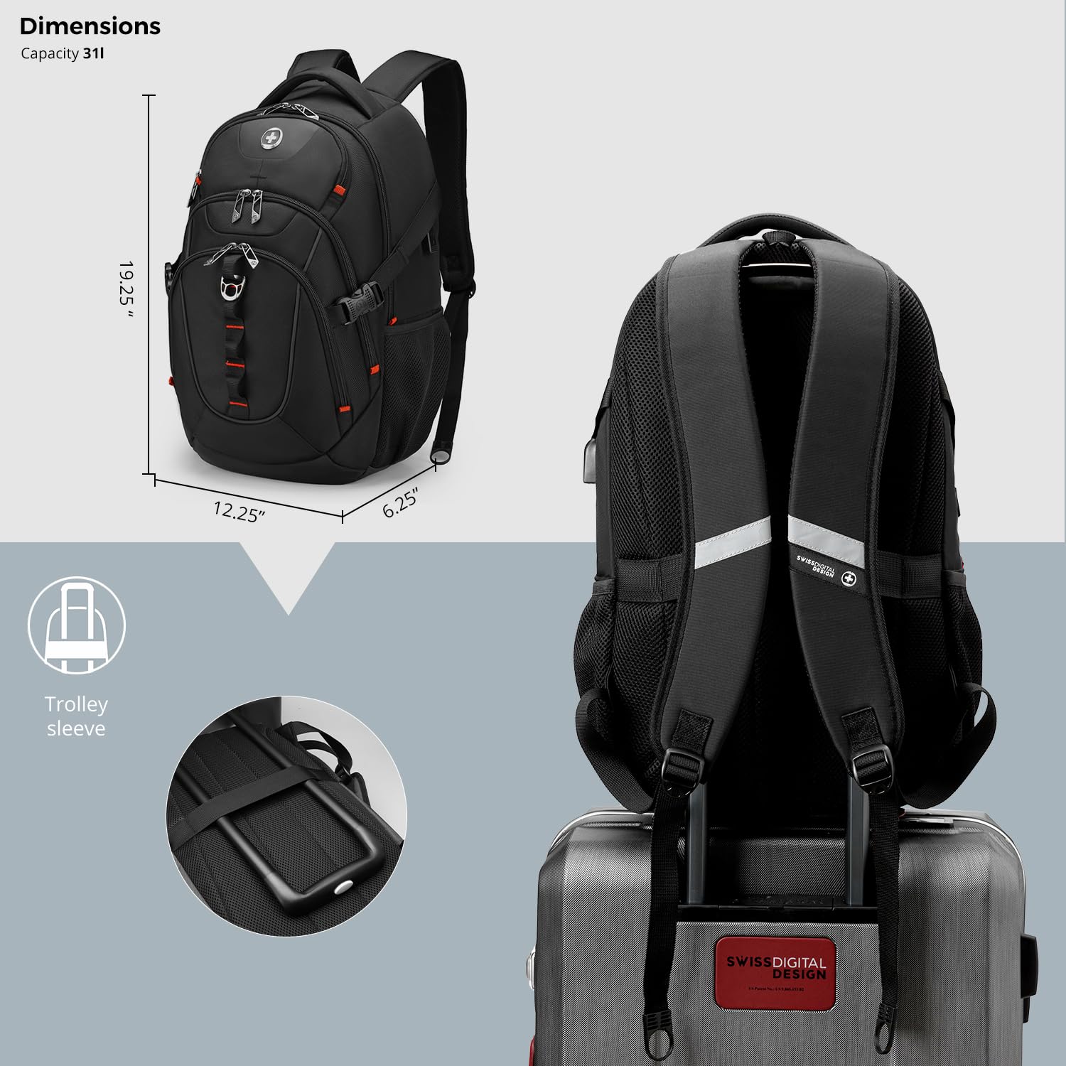 Foto 6 | Mochila Swissdigital Design Vector para Portátil de 15,6" - Venta Internacional