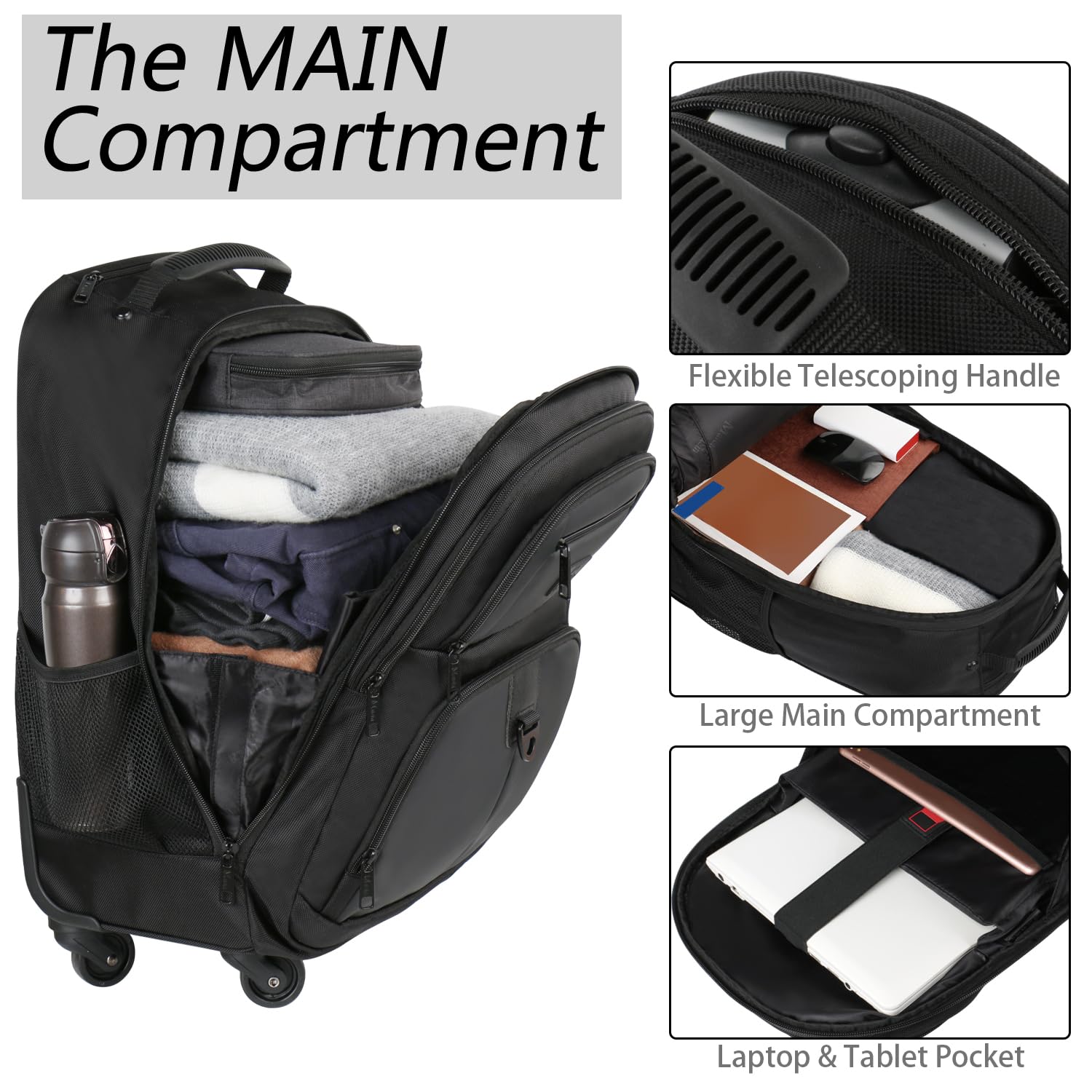 Foto 4 pulgar | Mochila Rodante Matein Para Portátil De Viaje De 17 Pulgadas Resistente Al Agua - Venta Internacional.