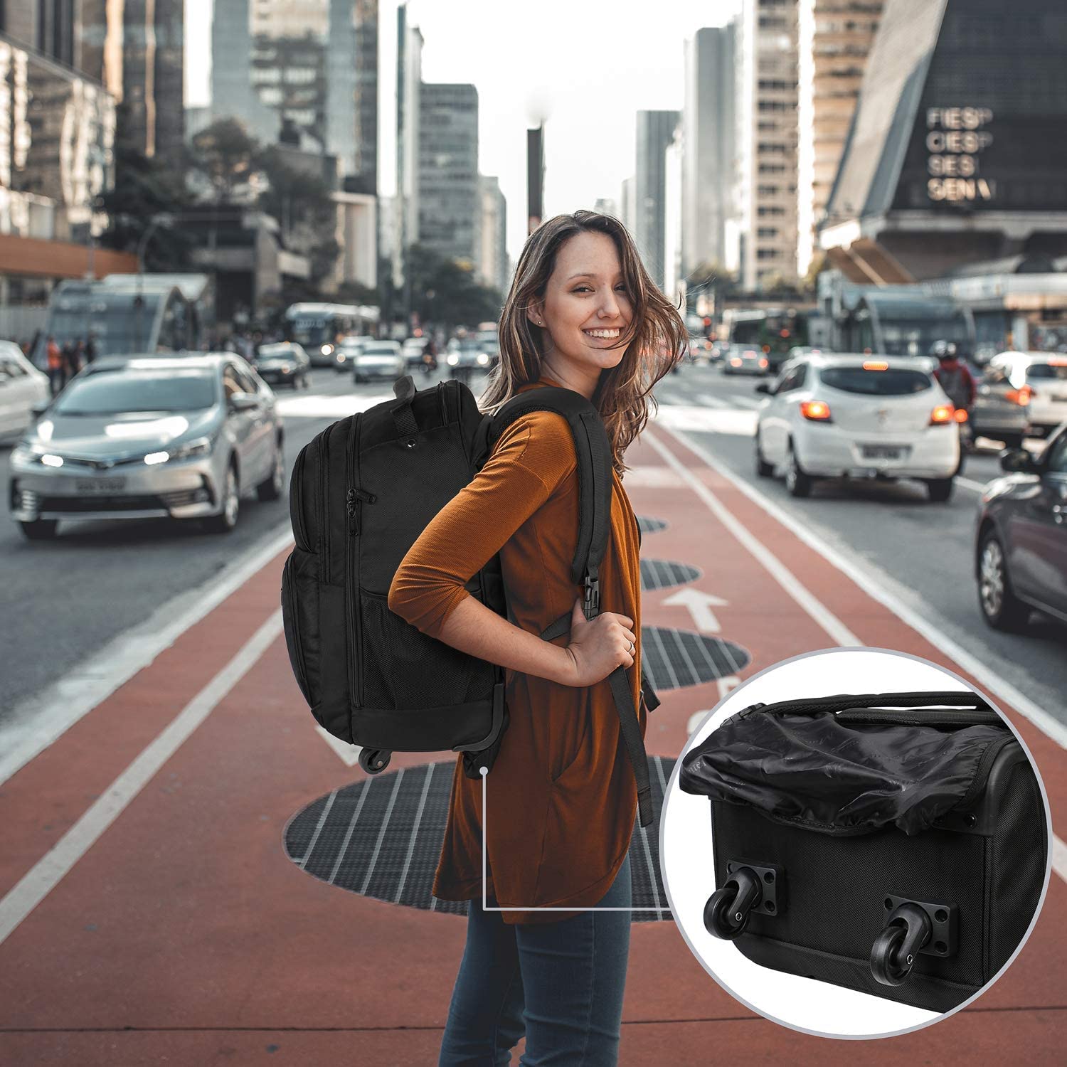 Foto 7 | Mochila Rodante Matein Para Portátil De Viaje De 17 Pulgadas Resistente Al Agua - Venta Internacional.