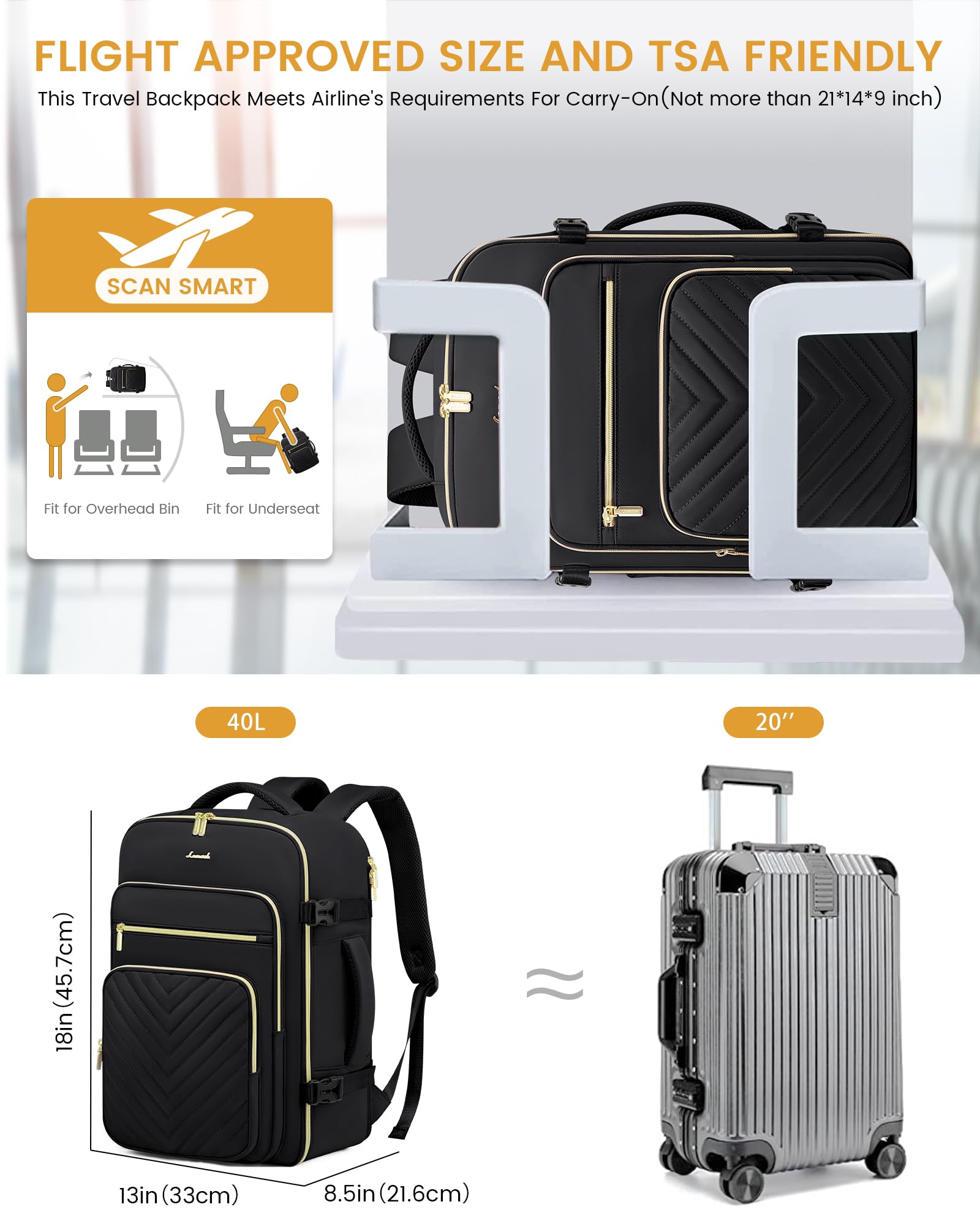 Foto 4 | Mochila De Viaje Lovevook Grande De 40 Litros Con 3 Cubos De Embalaje Para Mujer - Venta Internacional.