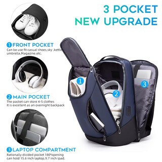 Foto 2 | Mochila Bange Business Smart Impermeable Para Portátil De 15,6 Pulgadas - Venta Internacional.