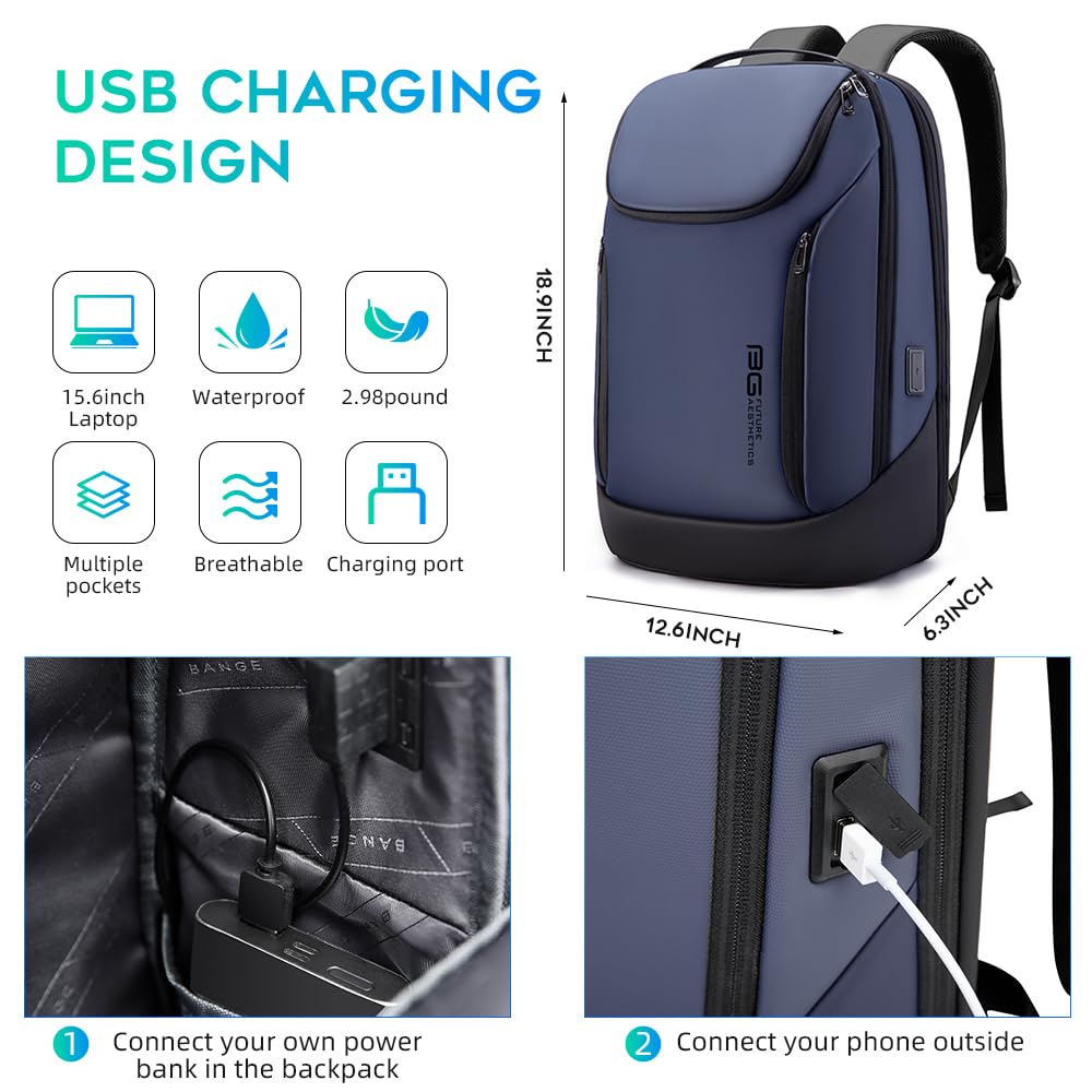 Foto 6 pulgar | Mochila Bange Business Smart Impermeable Para Portátil De 15,6 Pulgadas - Venta Internacional.