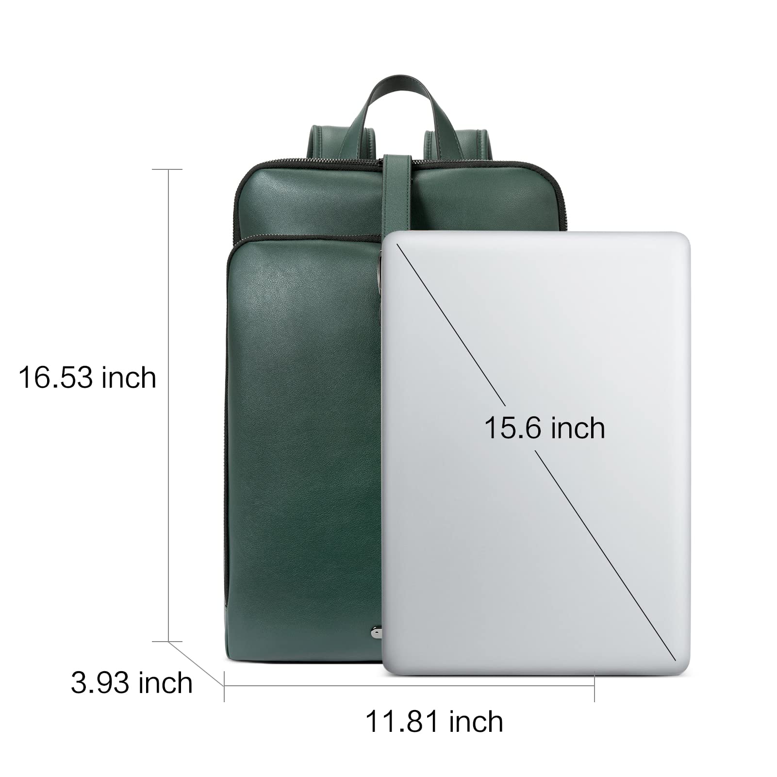 Foto 4 | Mochila Cluci Leather Verde para Portátil de 15.6 Pulgadas para Mujer - Venta Internacional