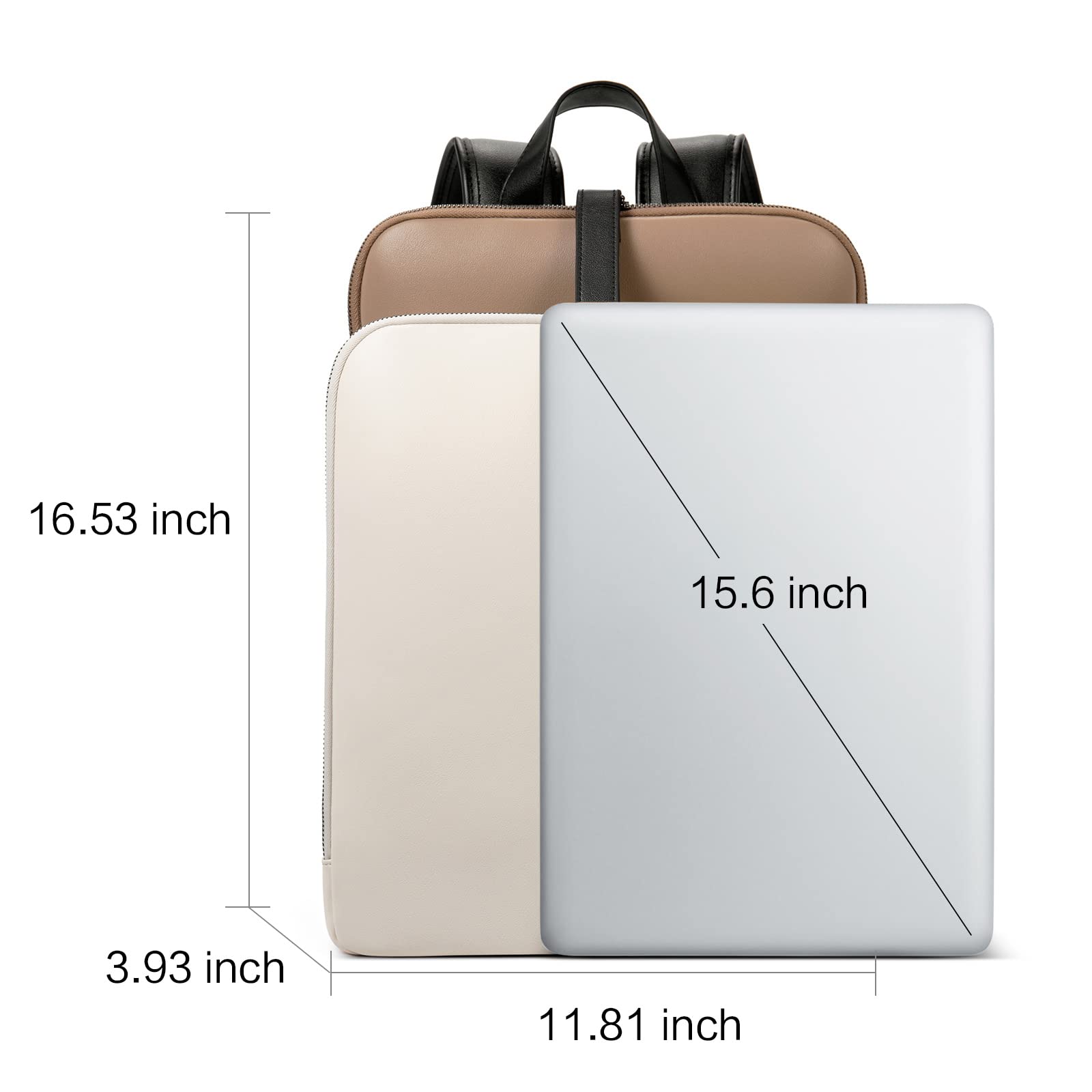 Foto 5 | Mochila Cluci de Piel Beige para Portátil de 15.6 Pulgadas para Mujer - Venta Internacional