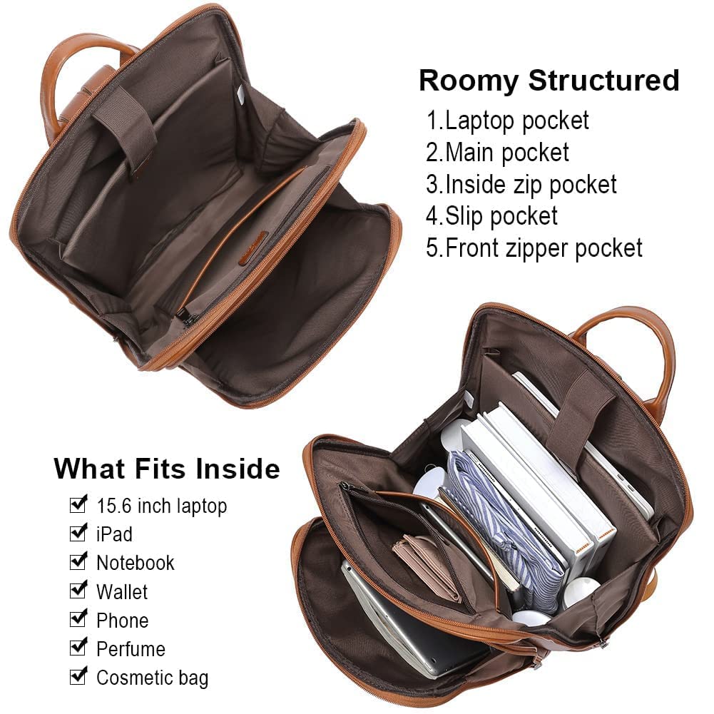 Foto 5 pulgar | Mochila Cluci Leather para Portátil 15.6 Pulgadas para Mujer - Venta Internacional