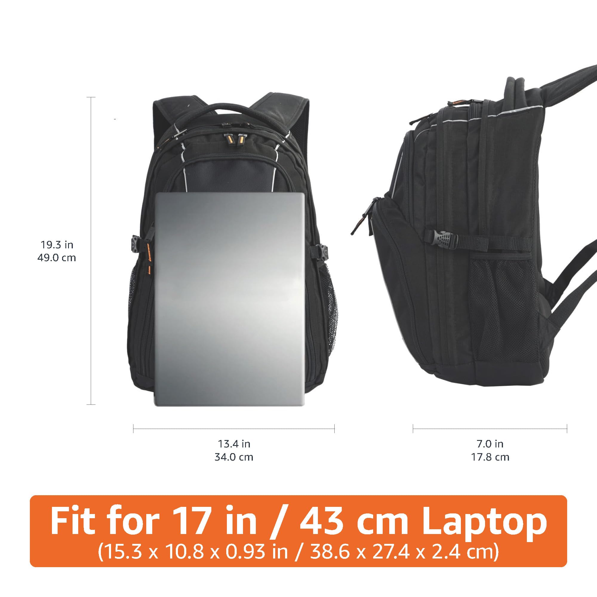 Foto 2 | Mochila Para Portátil Amazon Basics Para La Escuela, El Trabajo Y Los Viajes De 17 Pulgadas - Venta Internacional.