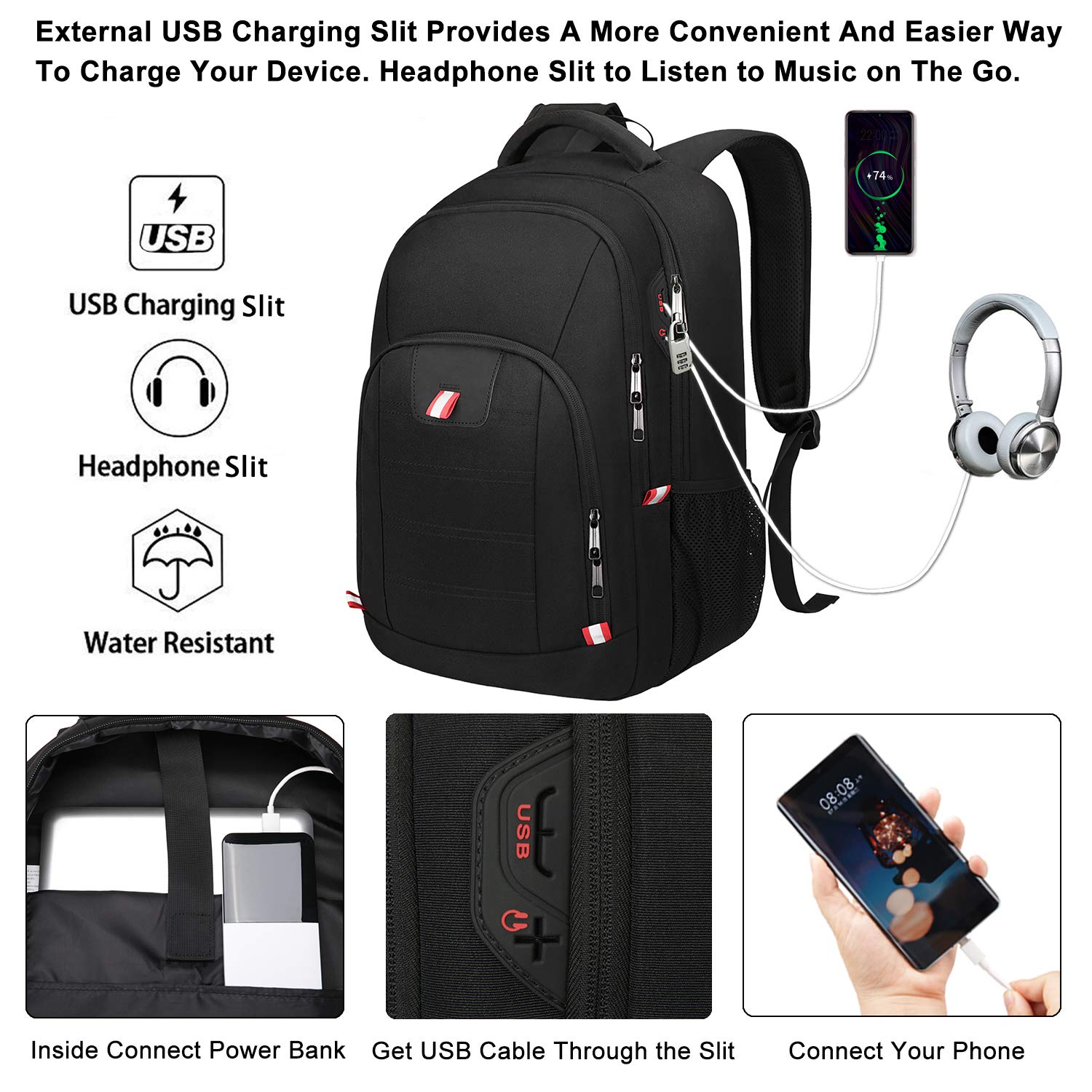 Foto 4 pulgar | Mochila Para Portátil Della Gao, Viajes De Negocios, Carga Usb De 15 Pulgadas - Venta Internacional.
