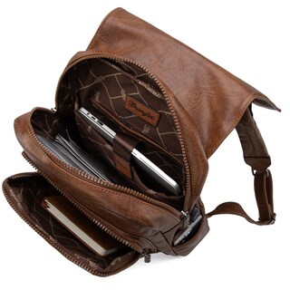 Foto 4 | Mochila Para Portátil Montana West × Wrangler Brown De Cuero Vegano - Venta Internacional.