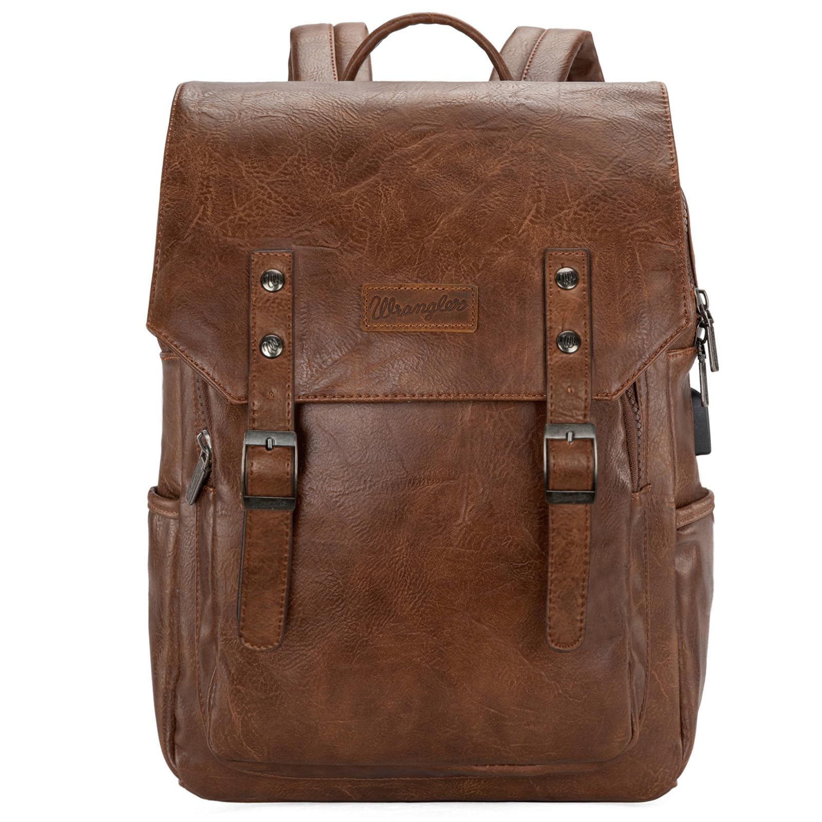 Foto 6 pulgar | Mochila Para Portátil Montana West × Wrangler Brown De Cuero Vegano - Venta Internacional.