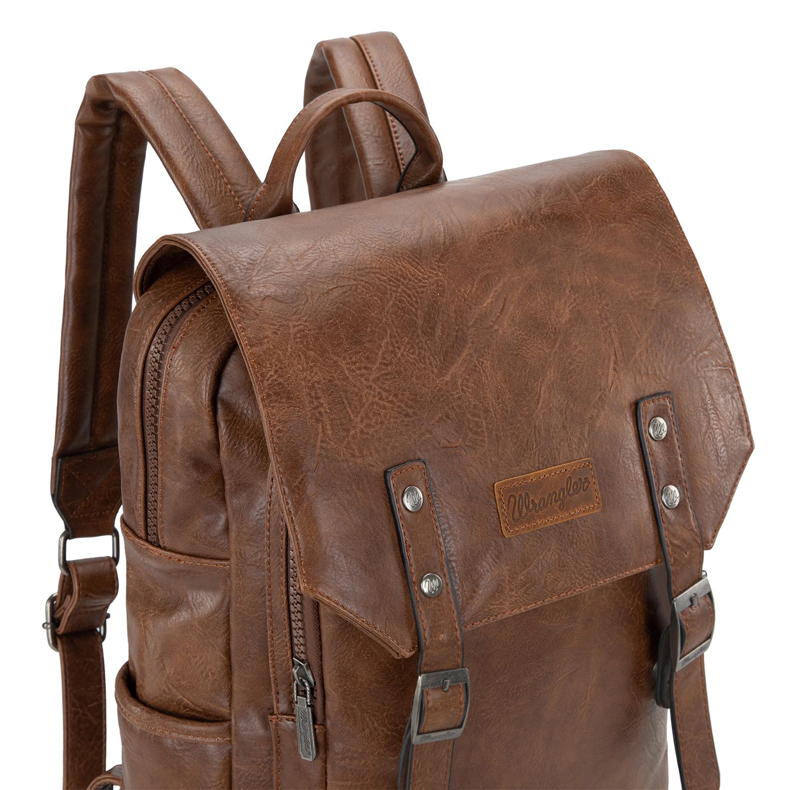 Foto 7 pulgar | Mochila Para Portátil Montana West × Wrangler Brown De Cuero Vegano - Venta Internacional.