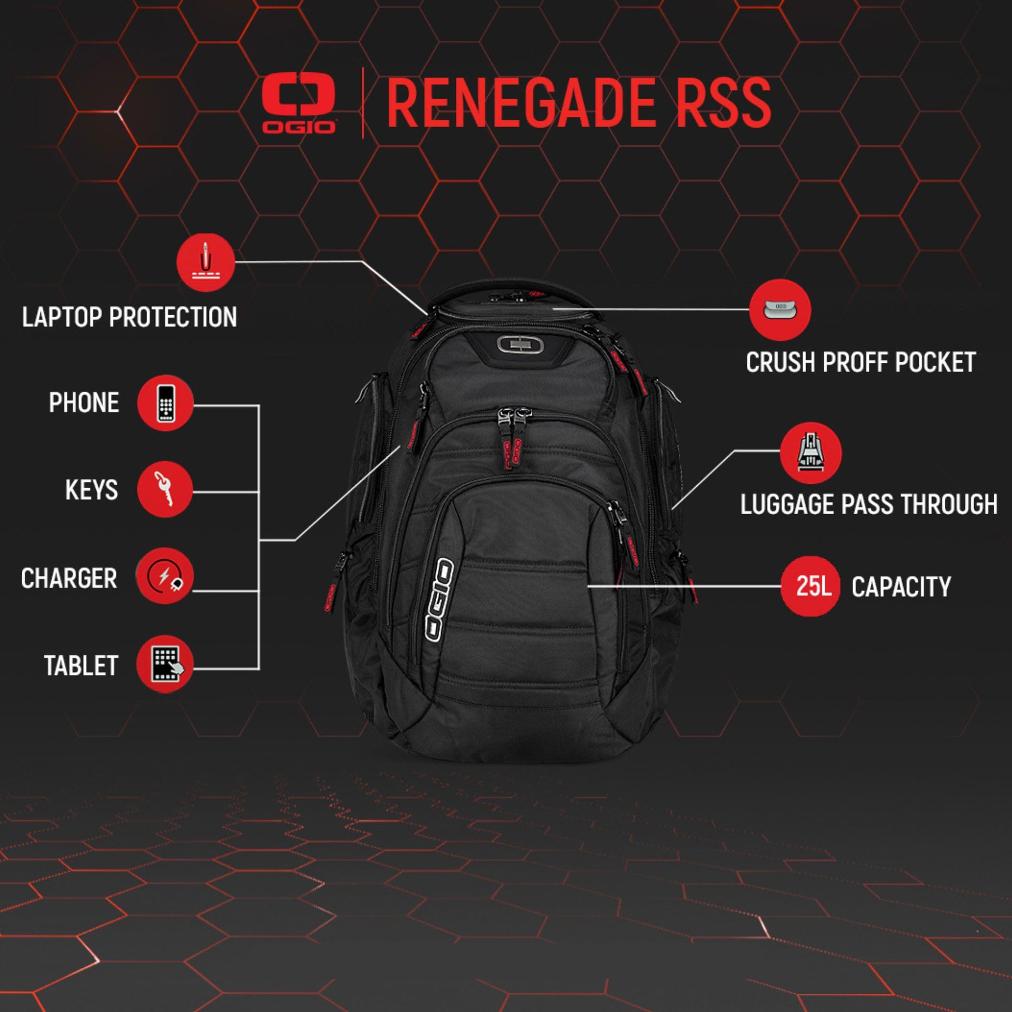 Foto 4 pulgar | Mochila Ogio Renegade Negra Grande 1,6 Kg 30 L Para Negocios - Venta Internacional.