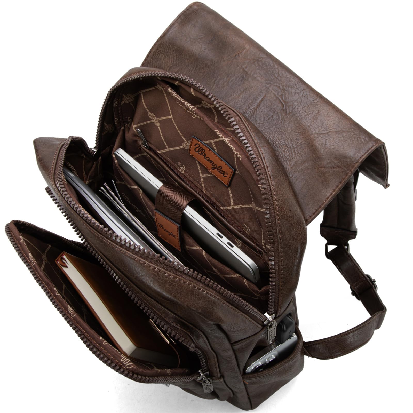 Foto 6 pulgar | Mochila Wrangler De Piel Vegana Para Portátil De 17.3 Pulgadas, Unisex, Negra - Venta Internacional.