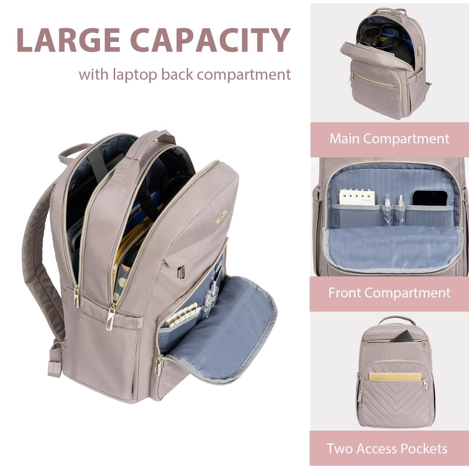 Foto 5 pulgar | Mochila Para Portátil Vankean 17.3'' Impermeable Para Mujer Rosa - Venta Internacional.