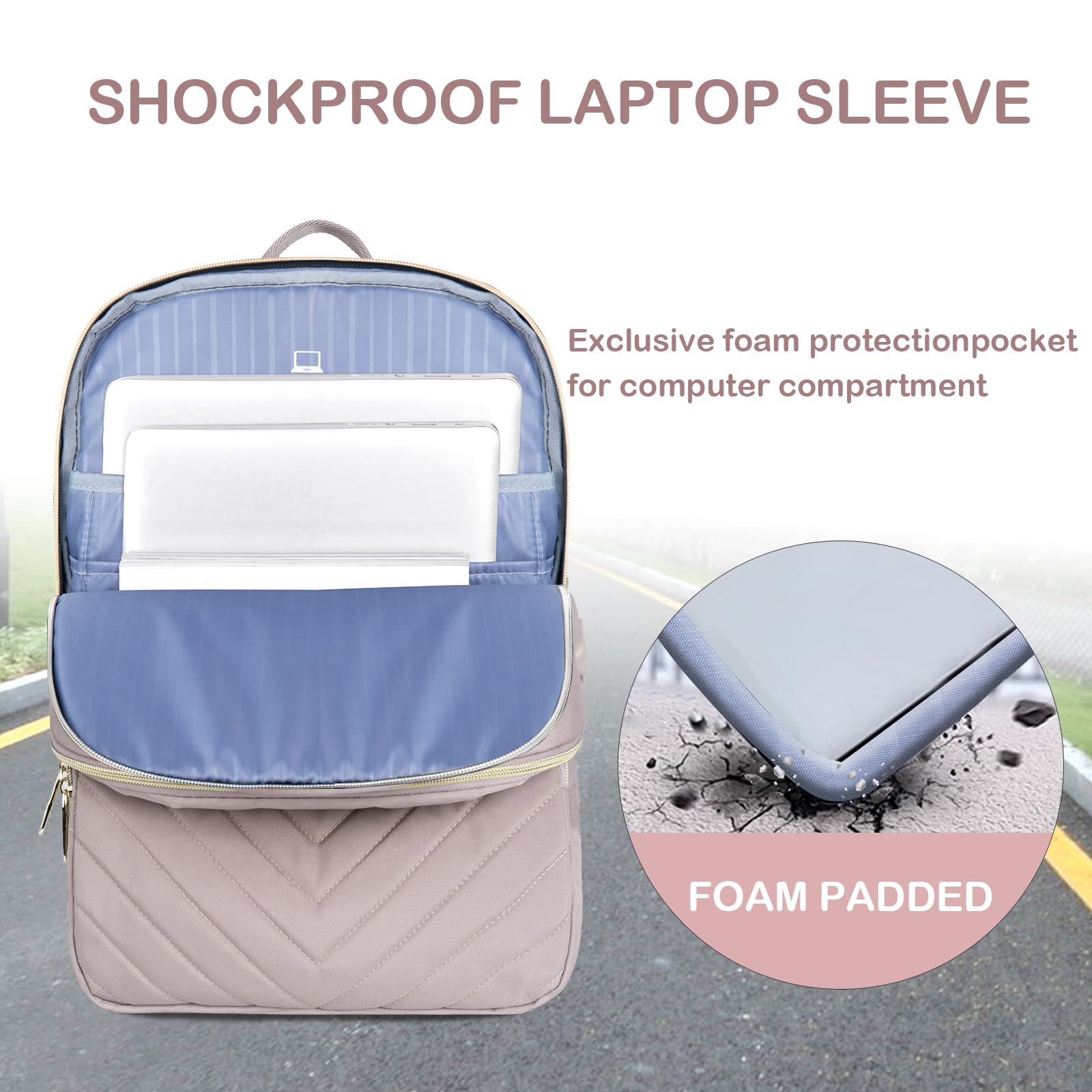 Foto 7 pulgar | Mochila Para Portátil Vankean 17.3'' Impermeable Para Mujer Rosa - Venta Internacional.