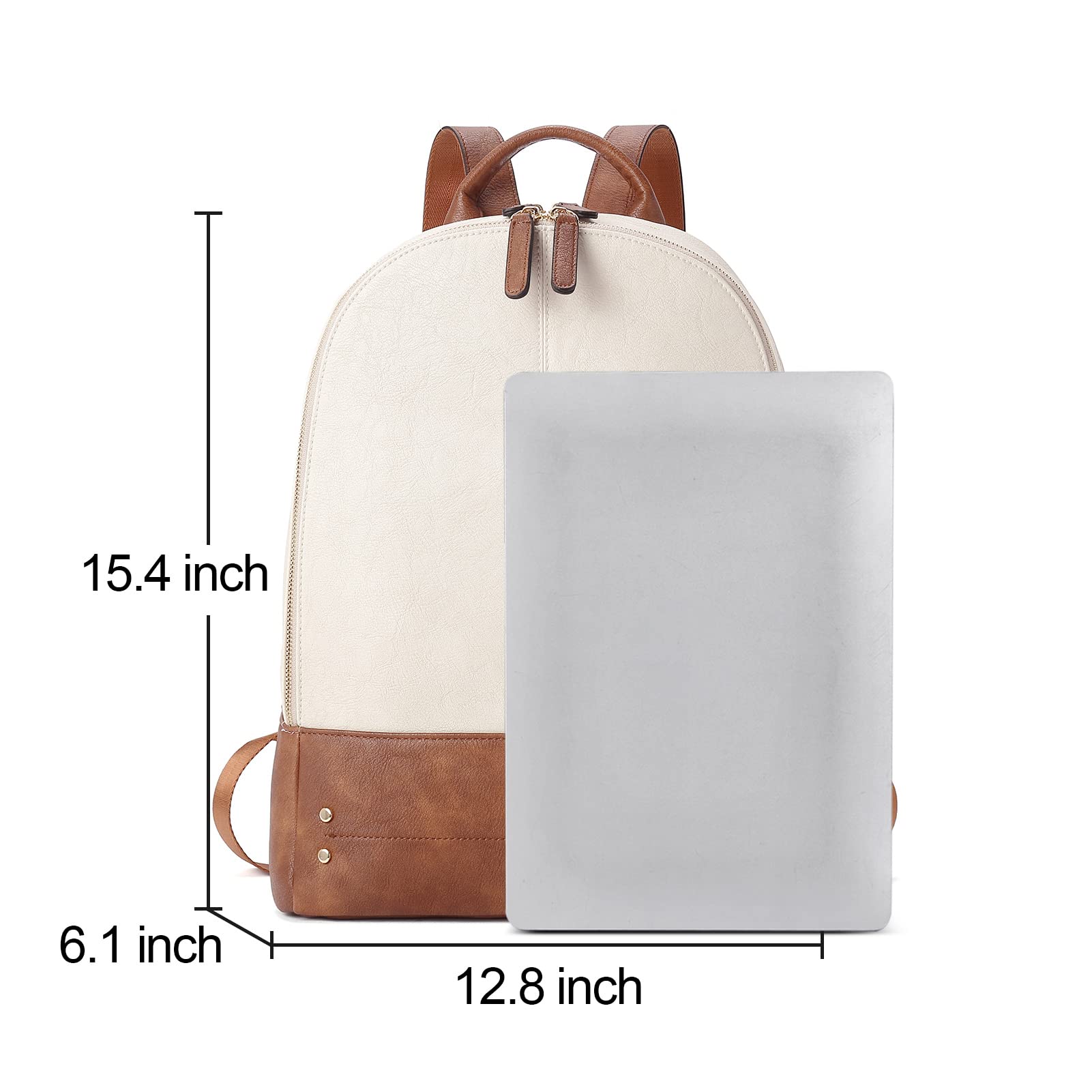 Foto 6 pulgar | Mochila de Piel CLUCI para Portátil de 15,6" Beige