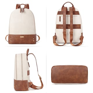 Foto 6 | Mochila de Piel CLUCI para Portátil de 15,6" Beige