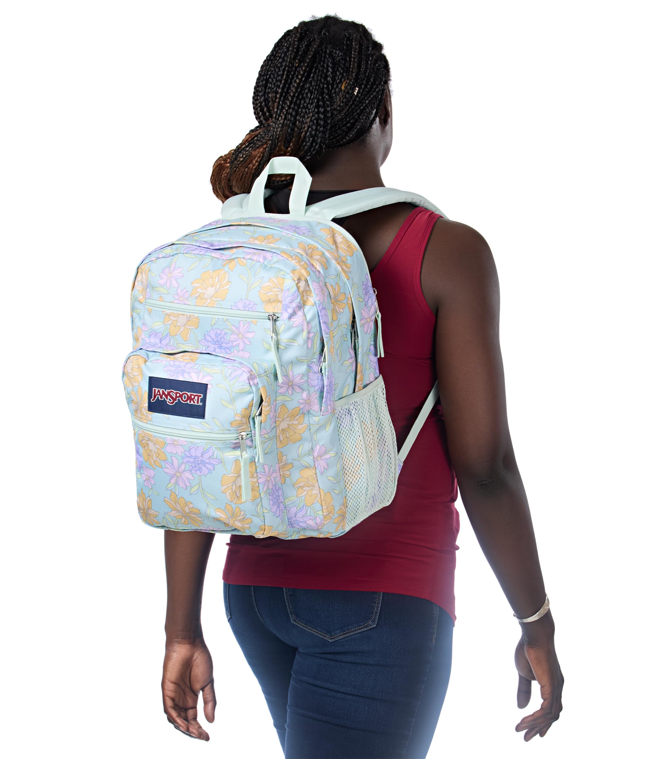 Foto 7 pulgar | Mochila Para Portátil Jansport Big Student De 15 Pulgadas Con Estampado Floral Desteñido Y Menta - Venta Internacional.
