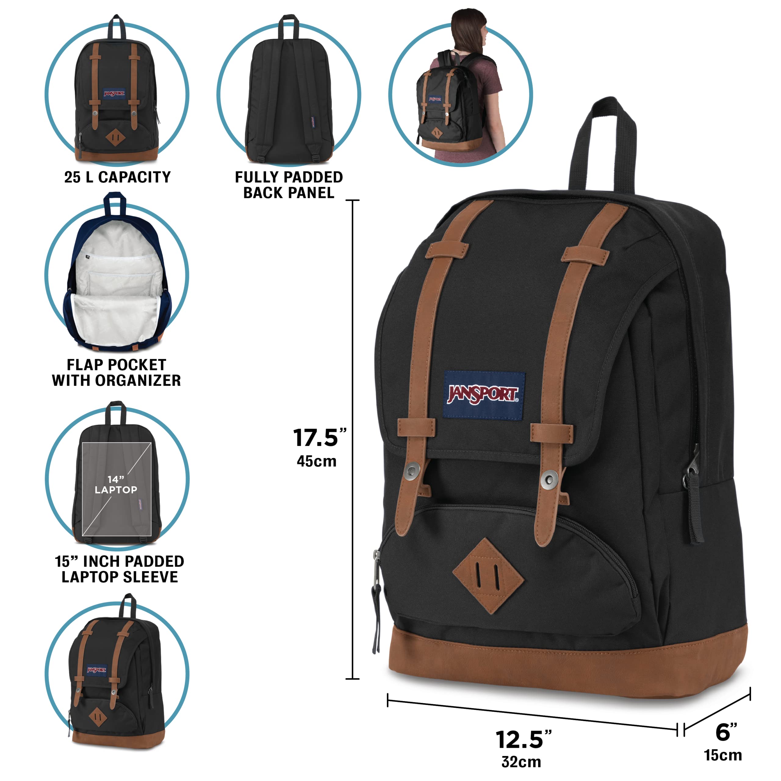 Foto 4 pulgar | Mochila Jansport Cortlandt De Cuero Sintético Coco 15'' - Venta Internacional.
