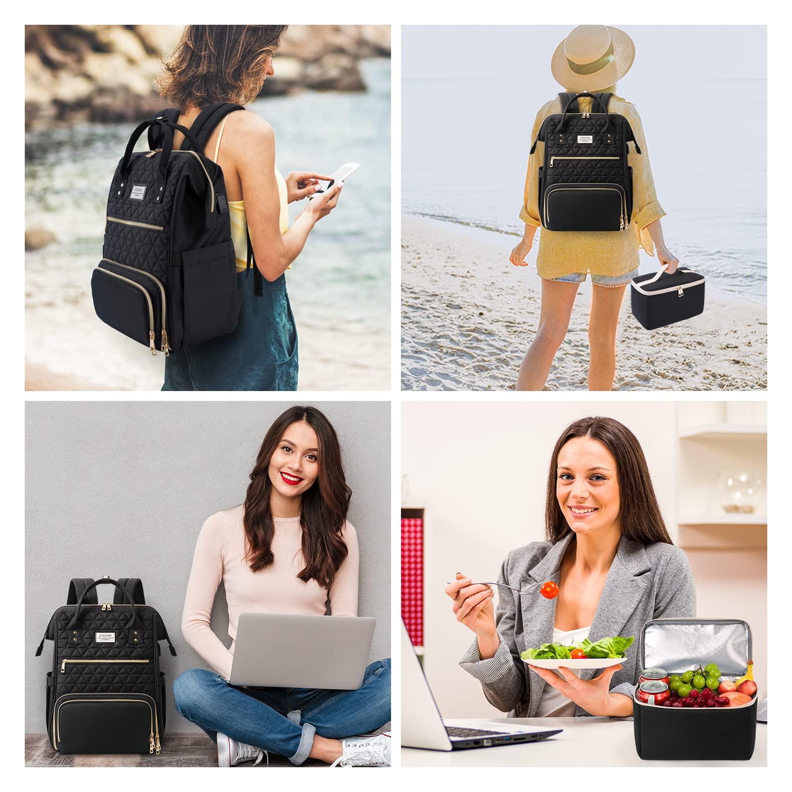 Foto 6 | Mochila Etronik Negra para Portátil de 15,6 Pulgadas con Puerto USB - Venta Internacional