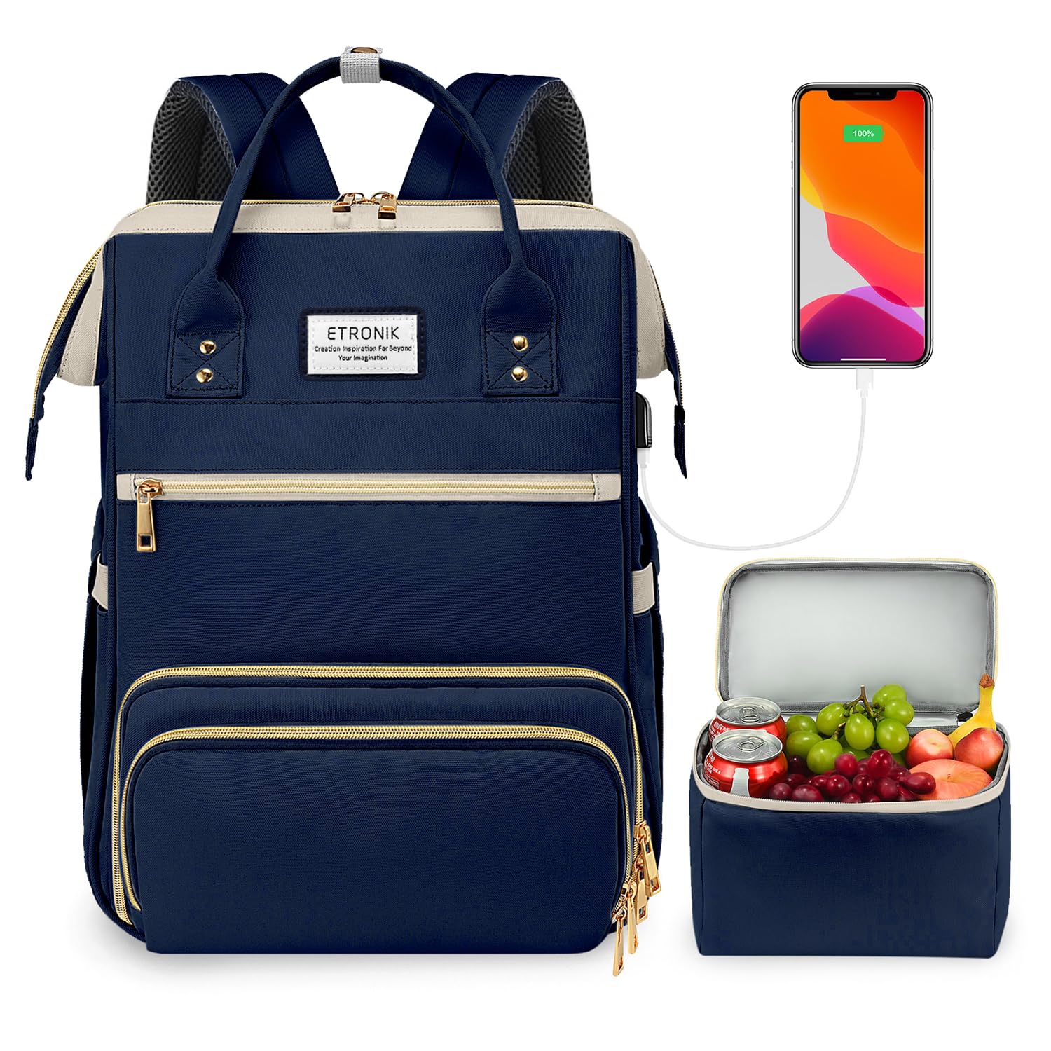Mochila Etronik Azul para Mujer con Espacio para Portátil de 15,6 Pulgadas - Venta Internacional