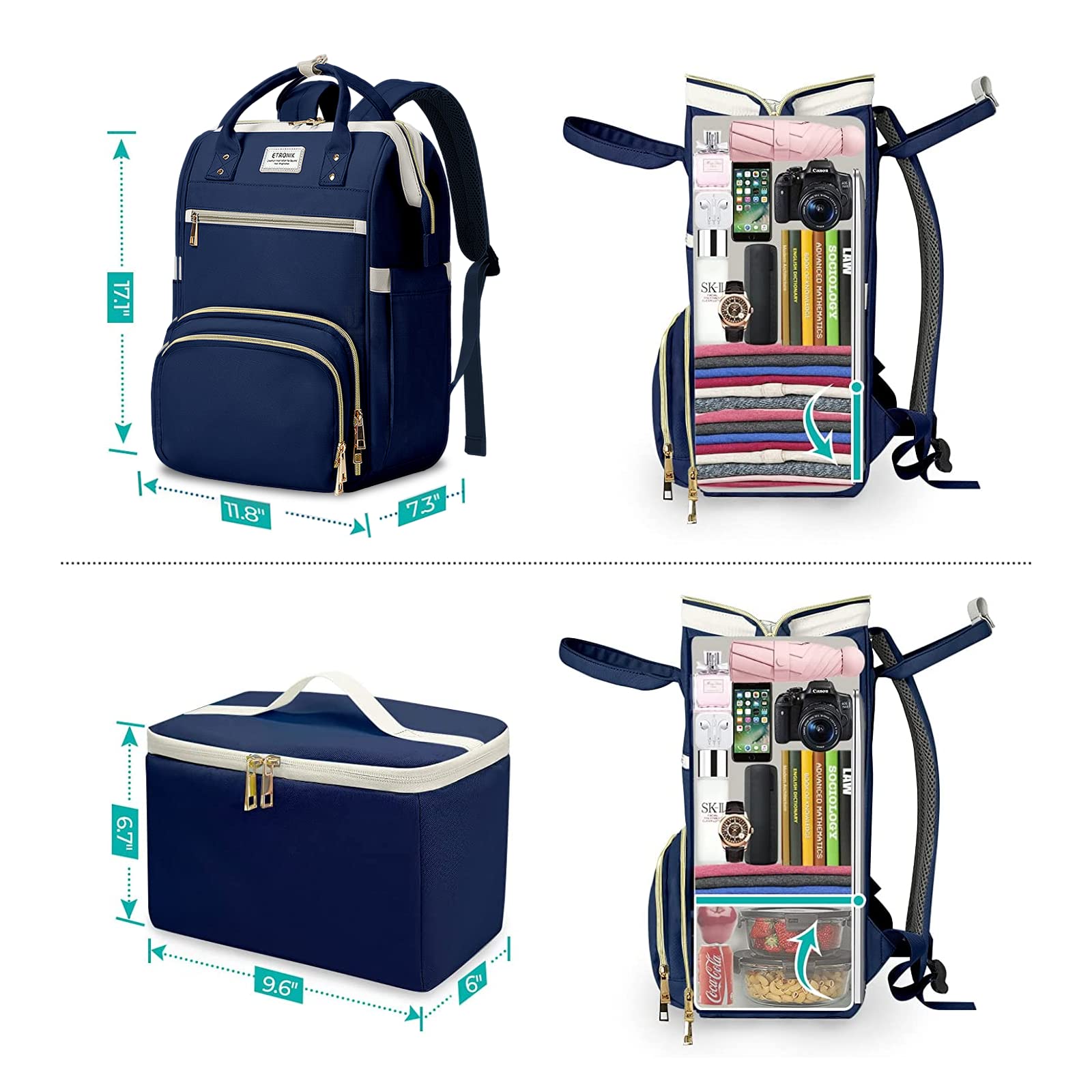 Foto 5 pulgar | Mochila Etronik Azul para Mujer con Espacio para Portátil de 15,6 Pulgadas - Venta Internacional
