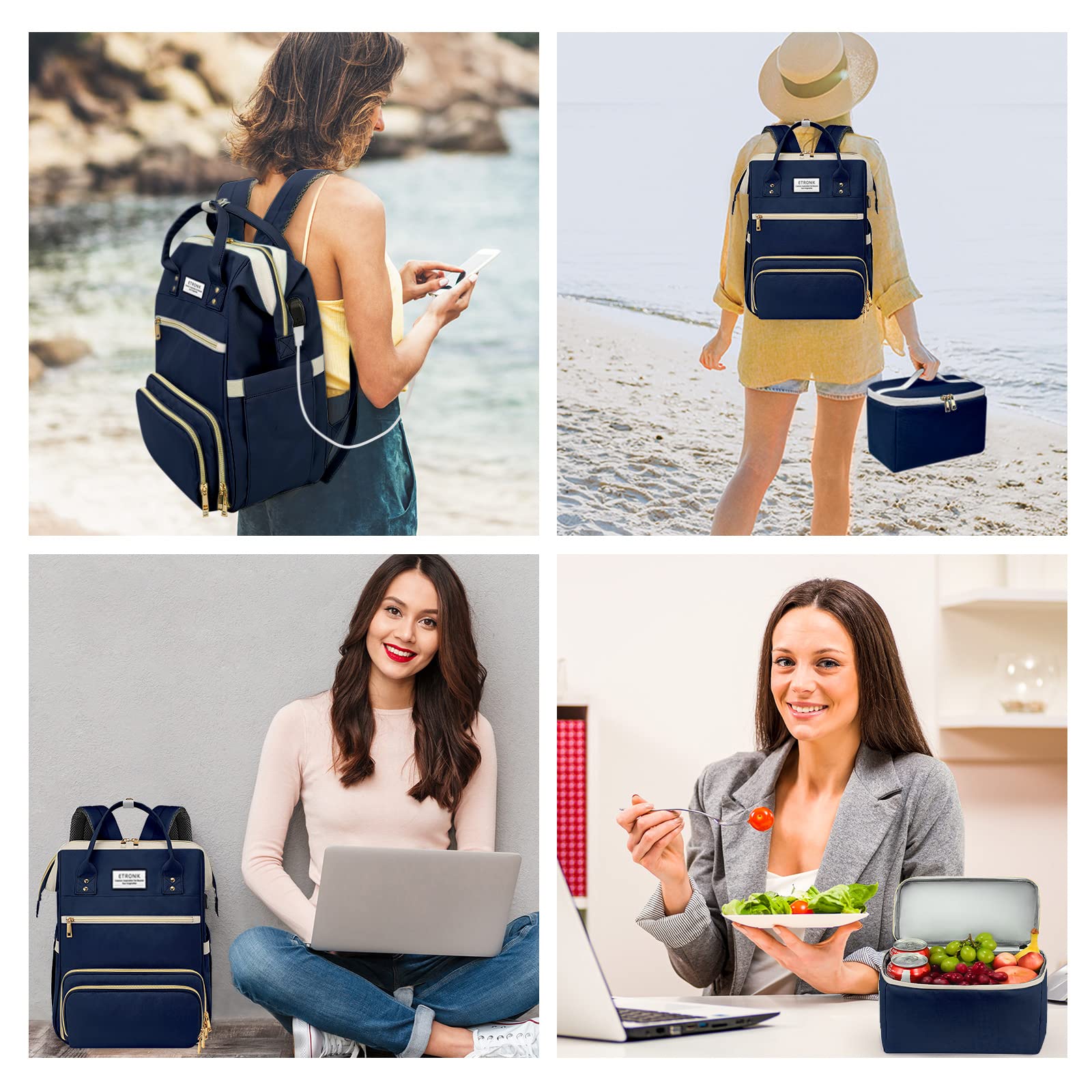 Foto 8 pulgar | Mochila Etronik Azul para Mujer con Espacio para Portátil de 15,6 Pulgadas - Venta Internacional