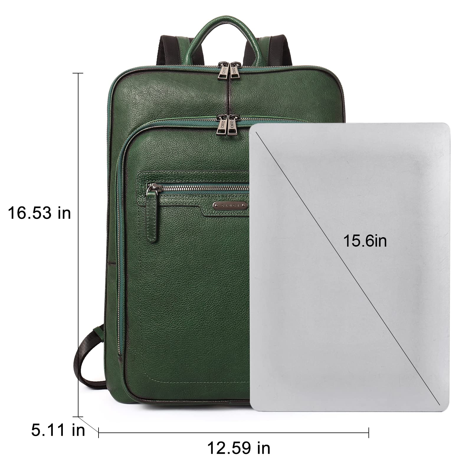 Foto 4 pulgar | Mochila Cluci De Piel Curtida Vegetal Para Portátil De 15,6 Pulgadas - Venta Internacional.