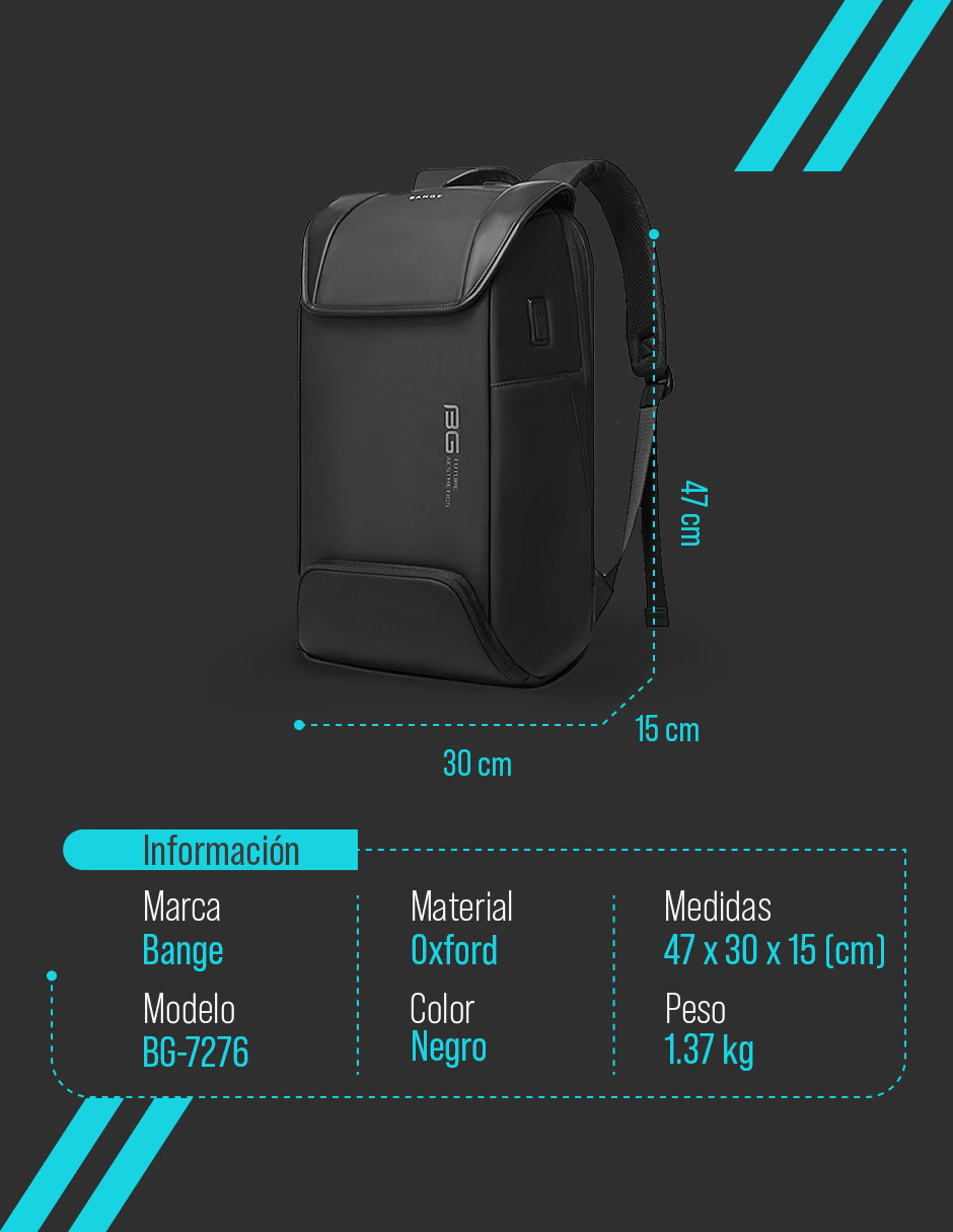 Foto 9 pulgar | Mochila Bange para Laptop de 15.6" Negra
