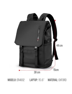 Foto 8 | Mochila para Laptop 15.6'' Kantera Ónix Negro Repelente Al Agua
