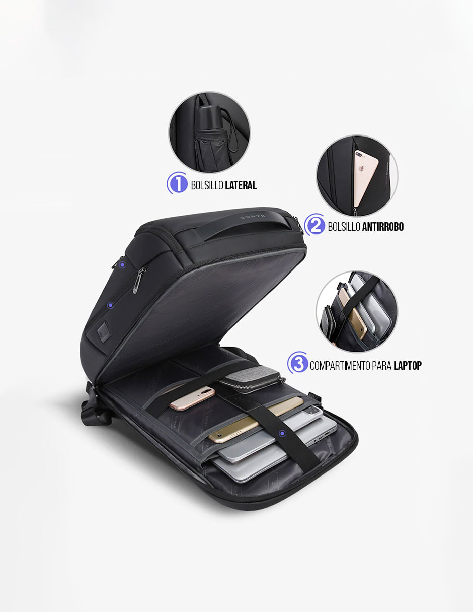 Foto 8 pulgar | Mochila Bange Para Laptop 15.6" Modelo BG-2517 Color Negro Repelente Al Agua